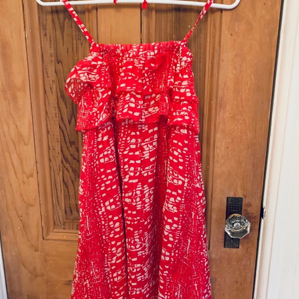2b.rych silk coral strapless halter mini dress